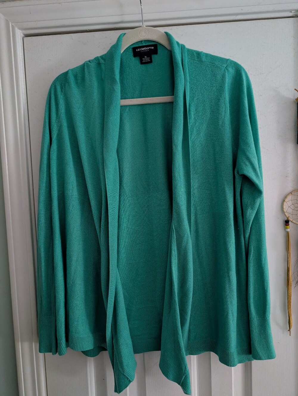 Liz Claiborne Teal Open-Front Cardigan